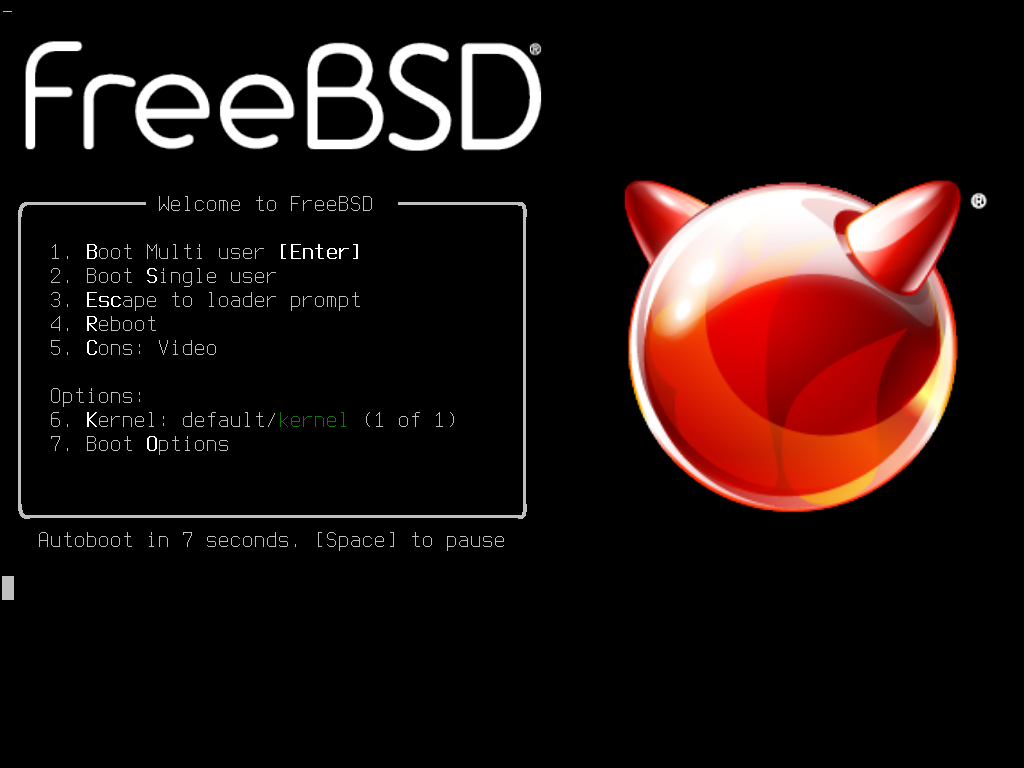 FreeBSD ブートローダメニュー