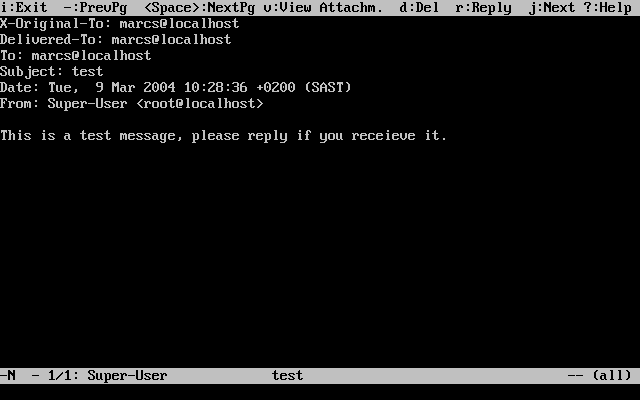 Mutt email client displaying an email
